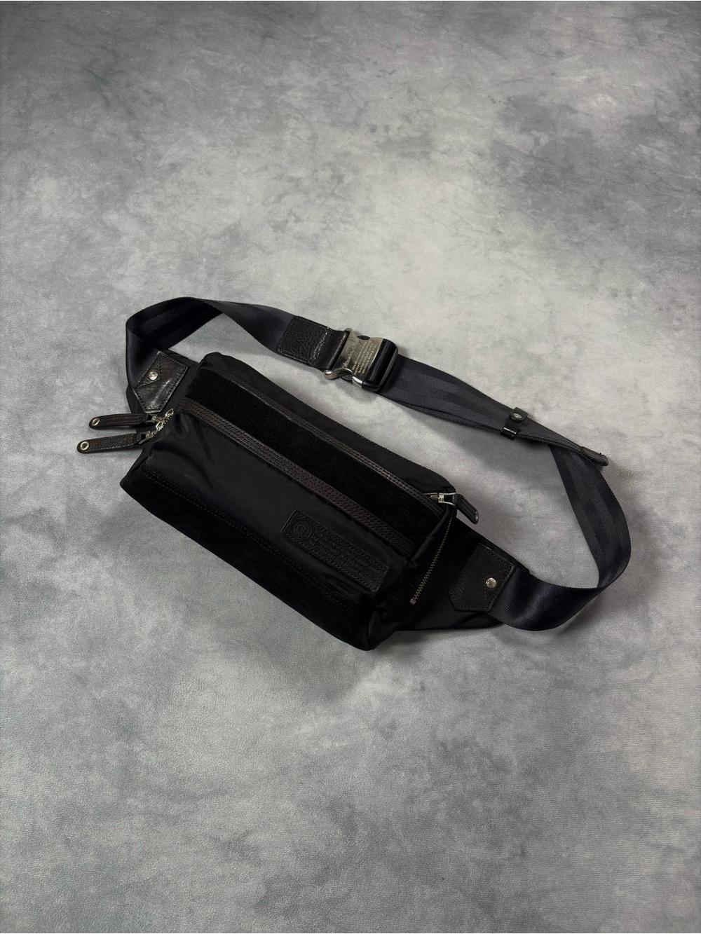 MASTERPIECE Japan Black Nylon Sling Crossbody Waist Utility Luxury Bag Rare